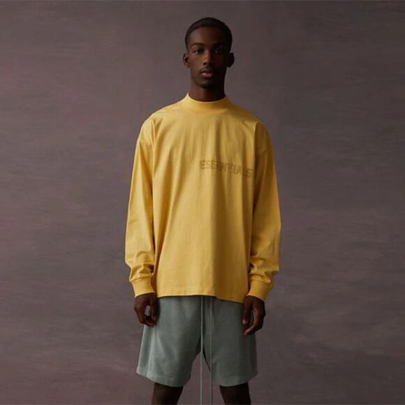 NWT Fear of God Essentials SS23 Long Sleeve Logo Tee 'Light Tuscan' - Picture 1 of 9